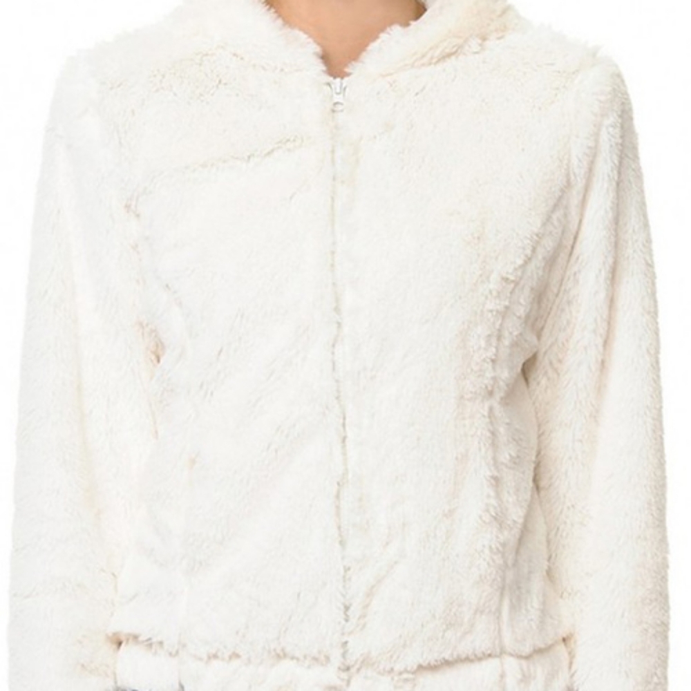 NEW Soft Faux Fur Bomber Jacket